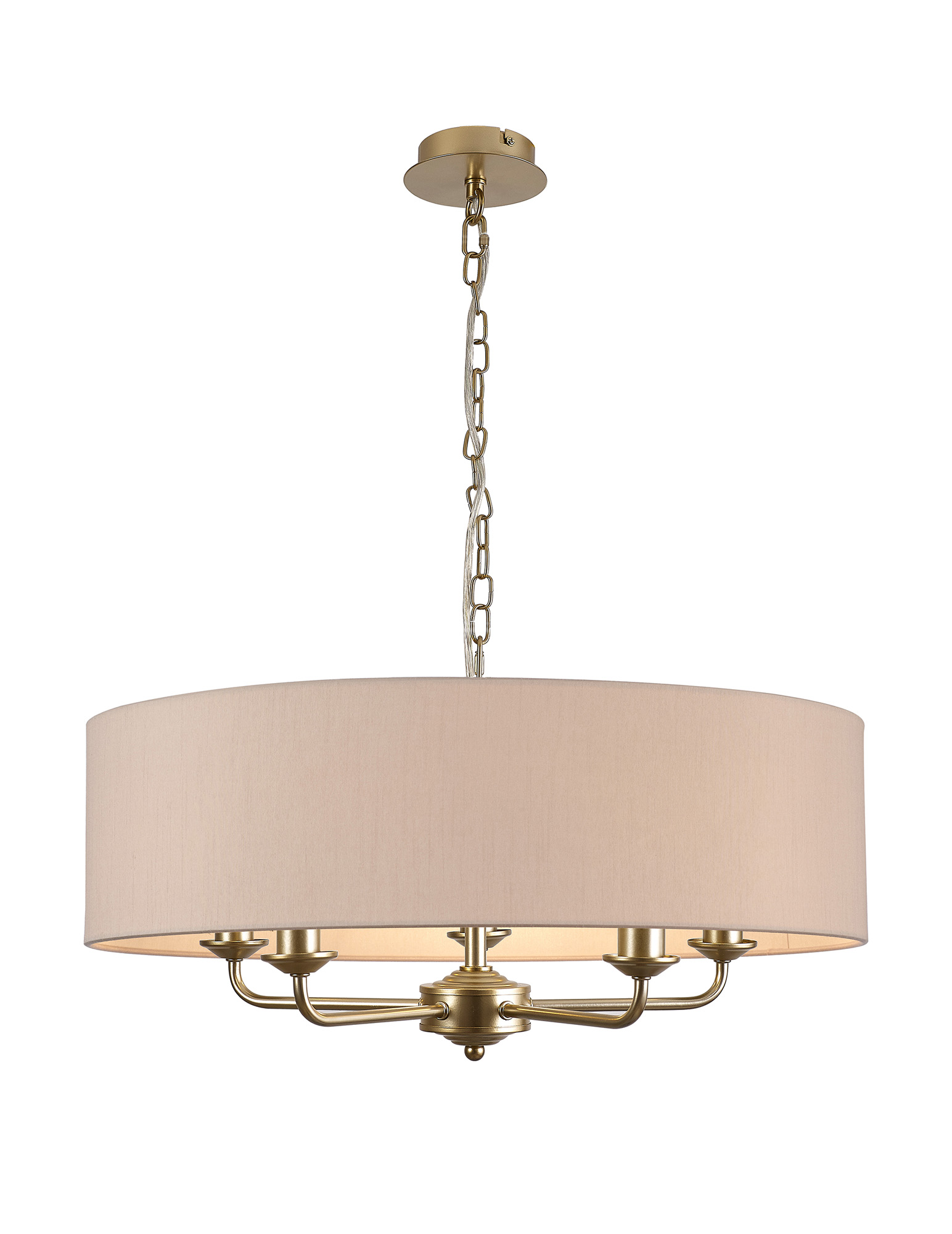 DK0954  Banyan 60cm 5 Light Pendant Champagne Gold, Nude Beige/Moonlight